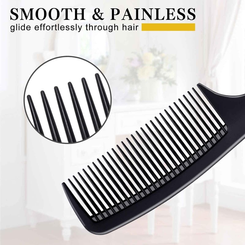 Bealihelp 4 Pieces Combs for Women and Man, Premium Black Carbon Fiber Hair Comb Set for Teasing and Parting, Professional Combs for Hair Stylist, Fine and Wide Tooth Styling Comb for All Hair Types - Image 2